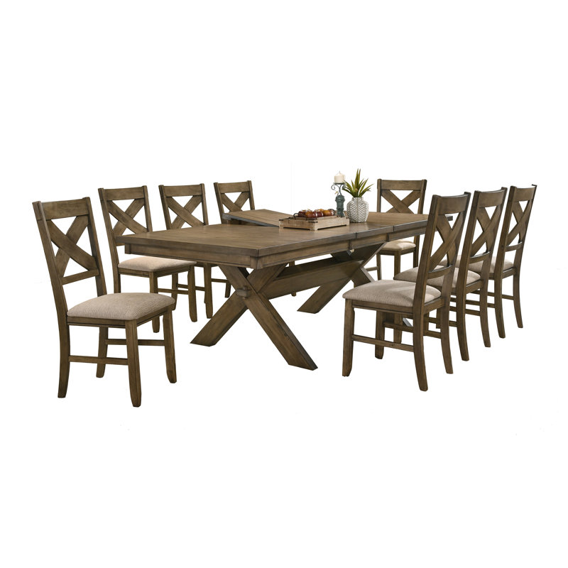 Gracie Oaks Poe Extendable Rubberwood Solid Wood Dining Set & Reviews